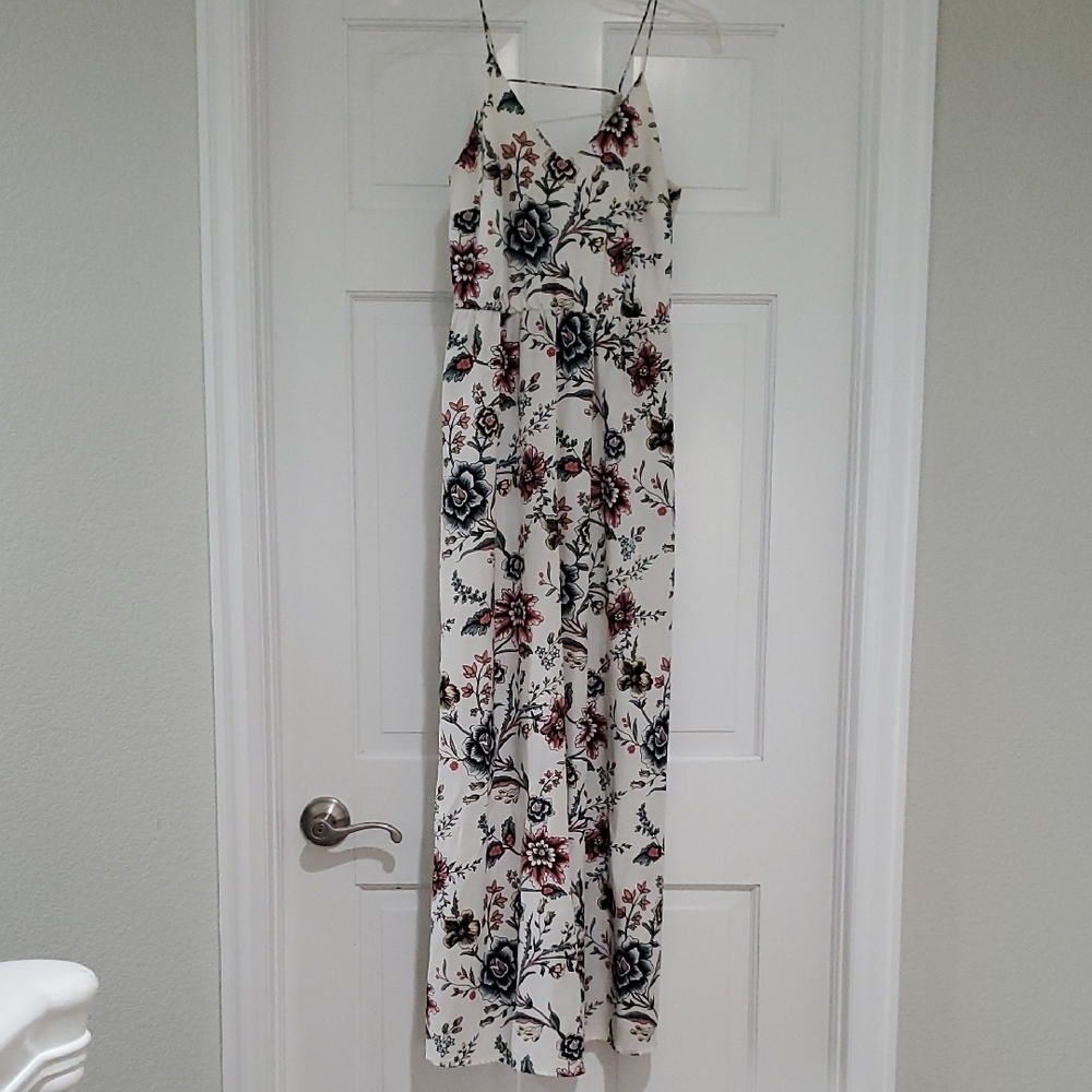 Loft Cream Floral Maxi Dress sz 0p/Small